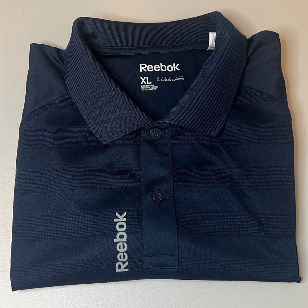Reebok Playdry Textured Polo Blue Size XL